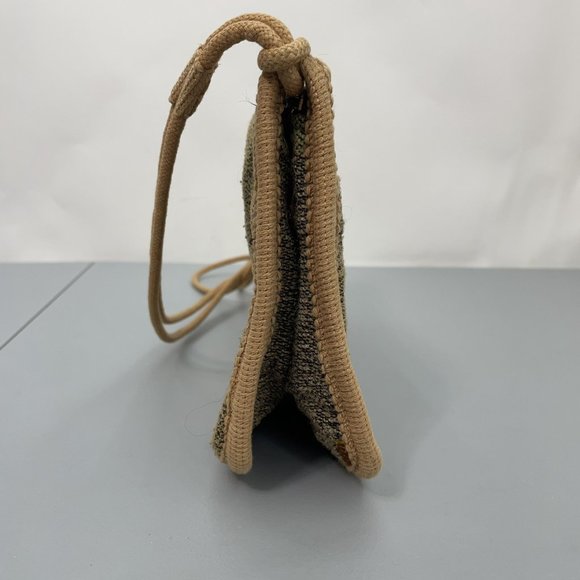 Vintage Carpet Bags Of America Shoulder Purse Zip Top Knit Boho Birds Tan Beige - Picture 5 of 16